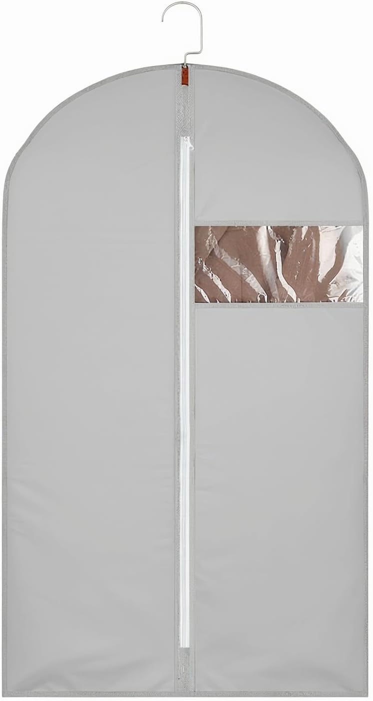 JOLYEAK 39-Inch Garment Bags Covers,Hanging Clothes Bag, Suit Cover Bags with Clear Window for Hanging Closet Clothes Storage and Travel (Gray-39Inch) - Image 1